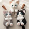 Devon Rex Cat Plush Keychain Charm - Realistic Animal Plush Toy Bag Accessory